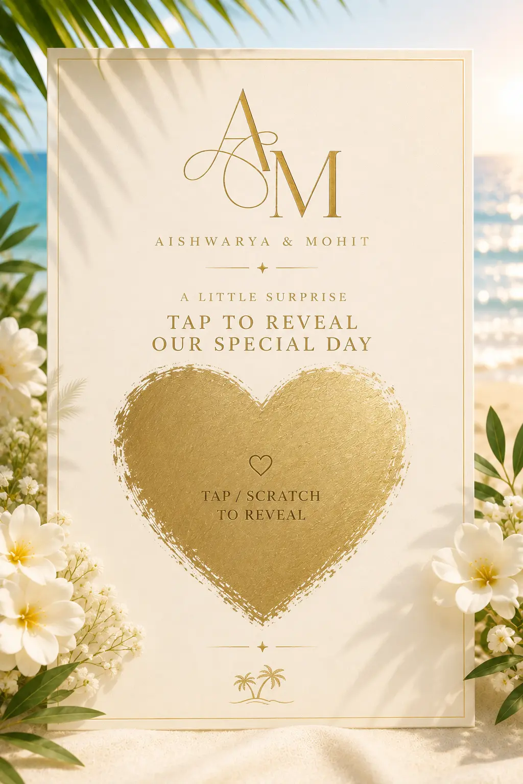 A little surprise — scratch the gold heart to reveal our special day